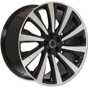 22" matte dark gray and matte black Land Rover alloy wheels