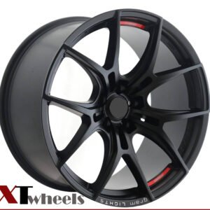 20 inch dark hyper black and gray Ford Mustang and Nissan GT-R rims