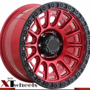 17" red with matte black lip Alloy wheel for Nissan Patrol VTC, Nissan Patrol Platinum, GMC Sierra, Chevrolet Silverado, Toyota Hilux, Toyota FJ Cruiser, Toyota Prado, New Toyota Land Cruiser 22+ and Mitsubishi Pajero SUV cars