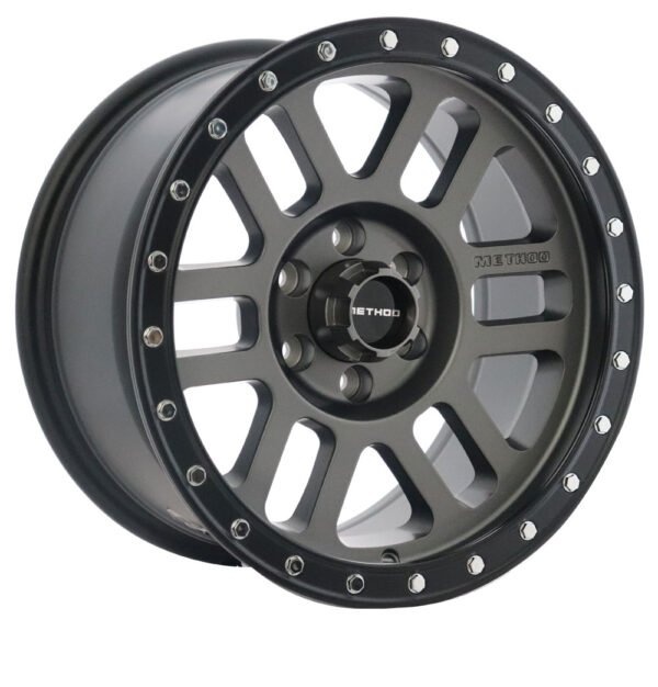 16" matte matte black and 16" matte gray with matte black lip Method alloy wheels for Nissan Xterra and Nissan Navara