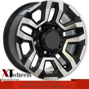 16" machined face matte black alloy wheels for Toyota Land Cruiser 70 Series 2024-2025