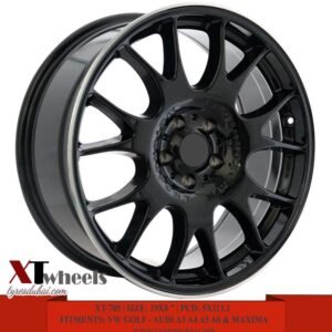 19" glossy black with white lip lines Alloy Wheels for VW Golf, Audi A3, A4, A5, A6 and Nissan Maxima