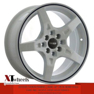 16" Verto white with blue circle Alloy Wheels for Suzuki Swift, Toyota Yaris, Hyundai Accent and KIA Rio