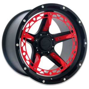 20x12" matte black insert red finish alloy wheels for Jeep Wrangler