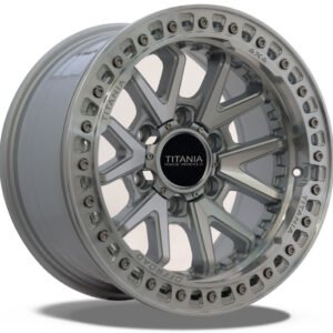 17" Titania MAX machined silver beadlock alloy wheels for Wrangler,Grand Cherokee, Durango and Gladiator