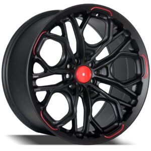 Toyota Corolla and Audi A1 17 inch matte black with red milling lip alloy wheels