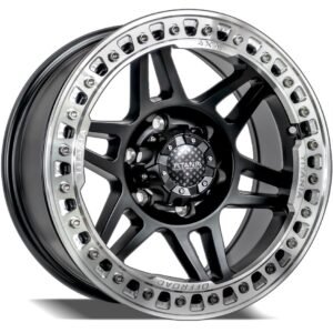 VTC, GMC, Silverado, Hilux, FJ, Prado, Land Cruiser, or Pajero with these 17-inch matte black beadlock alloy wheels