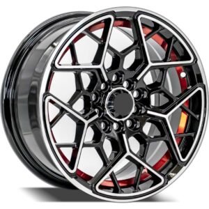 15 inch machined black with red line alloy wheels for Toyota Yaris, Nissan Tiida and Sunny