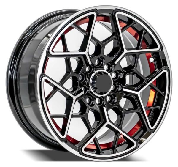 15 inch machined black with red line alloy wheels for Toyota Yaris, Nissan Tiida and Sunny