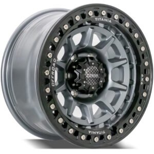 17" Matte gray Titania HRX Beadlock wheels for Pajero, FJ Cruiser, Prado cars