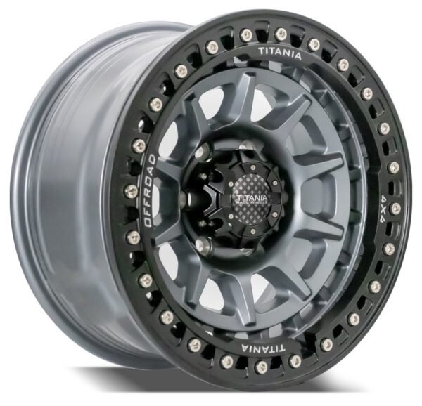 17" Matte gray Titania HRX Beadlock wheels for Pajero, FJ Cruiser, Prado cars